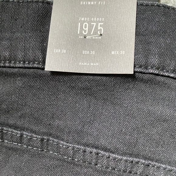 Zara Man Black Skinny Biker Jeans with Zippers Size 30 NWT - Picture 6 of 7